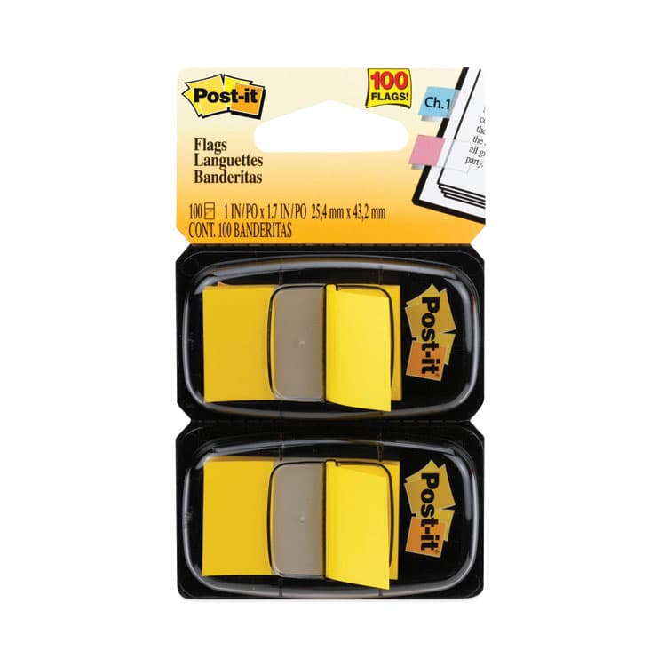 3M/COMMERCIAL TAPE DIV. Standard Page Flags in Dispenser, Yellow, 50 Flags/Dispenser, 2 Dispensers/Pack (MMM680YW2) thumbnail 2