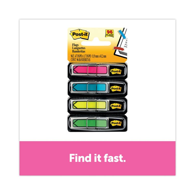 3M/COMMERCIAL TAPE DIV. Arrow 0.5" Page Flags, Four Assorted Bright Colors, 24/Color, 96 Flags/Pack (MMM684ARR4) thumbnail 2