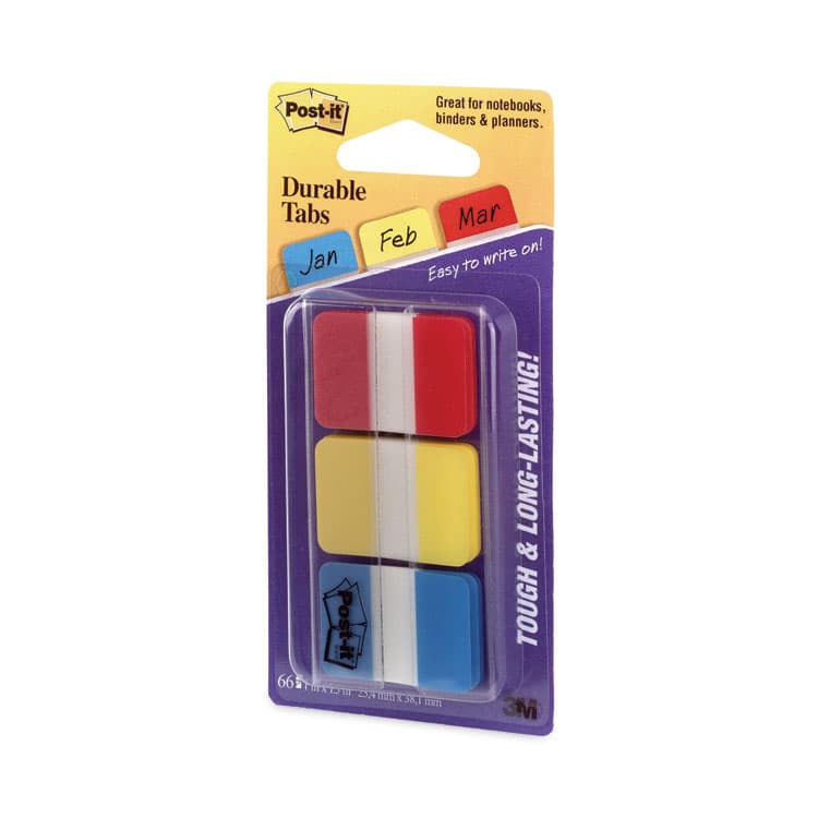 3M/COMMERCIAL TAPE DIV. 1" Plain Solid Color Tabs, 1/5-Cut, Assorted Primary Colors, 1" Wide, 66/Pack (MMM686RYB) thumbnail 2