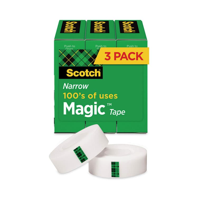 3M/COMMERCIAL TAPE DIV. Magic Tape Refill, 1" Core, 0.5" x 36 yds, Clear, 3/Pack (MMM810H3)