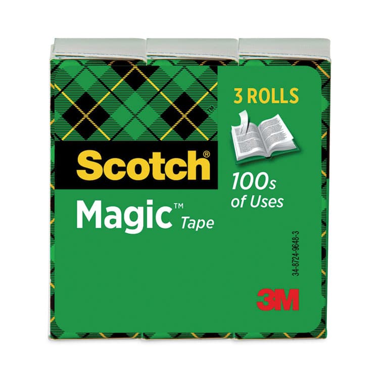 3M/COMMERCIAL TAPE DIV. Magic Tape Refill, 1" Core, 0.75" x 83.33 ft, Clear, 3/Pack (MMM810K3) thumbnail 2