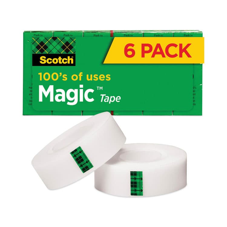 3M/COMMERCIAL TAPE DIV. Magic Tape Refill, 1" Core, 0.75" x 83.33 ft, Clear, 6/Pack (MMM810K6)