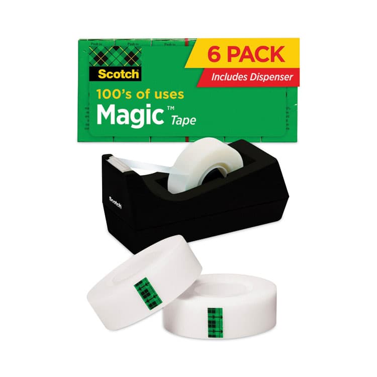 3M/COMMERCIAL TAPE DIV. Magic Tape Desktop Dispenser Value Pack, 1" Core, 0.75" x 83.33 ft, Clear, 6 Tape Rolls/Pack (MMM810K6C38)