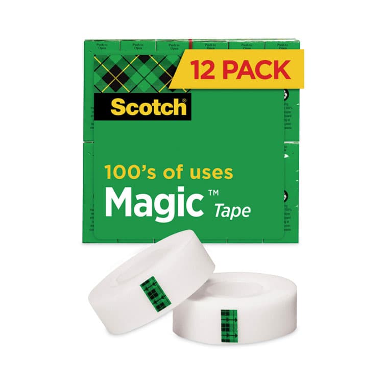 3M/COMMERCIAL TAPE DIV. Magic Tape Value Pack, 1" Core, 0.75" x 83.33 ft, Clear, 12/Pack (MMM810K12)