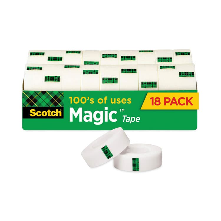 3M/COMMERCIAL TAPE DIV. Magic Tape Cabinet Pack, 1" Core, 0.75" x 83.33 ft, Clear, 18/Pack (MMM810K18CP)