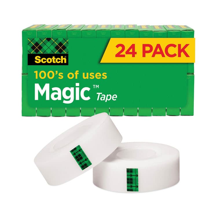 3M/COMMERCIAL TAPE DIV. Magic Tape Value Pack, 1" Core, 0.75" x 83.33 ft, Clear, 24/Pack (MMM810K24)