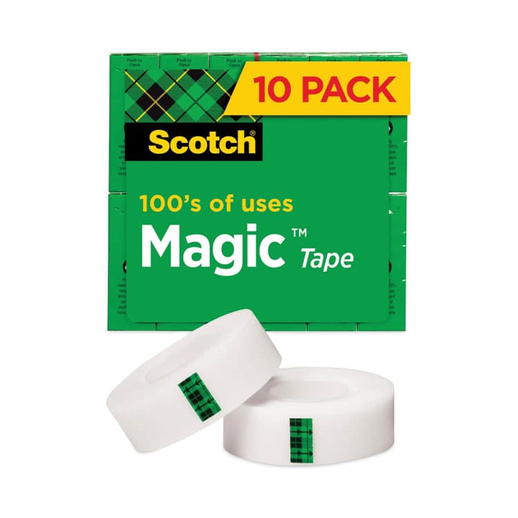 3M/COMMERCIAL TAPE DIV. Magic Tape Value Pack, 1" Core, 0.75" x 83.33 ft, Clear, 10/Pack (MMM810P10K)