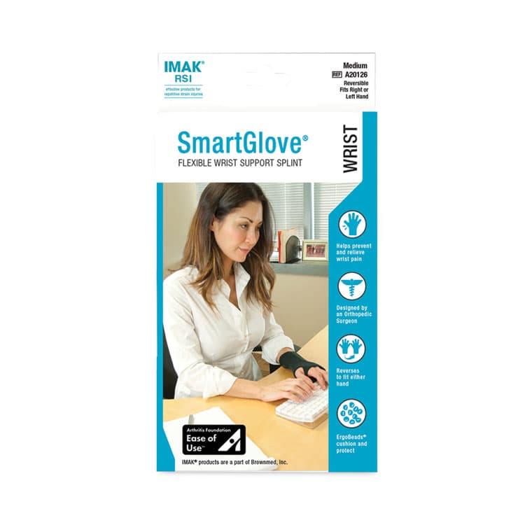 BROWNMED SmartGlove Flexible Wrist Support Splint, Medium, Fits Hands Up to 3.75" Wide, Black (IMAA20126) thumbnail 2