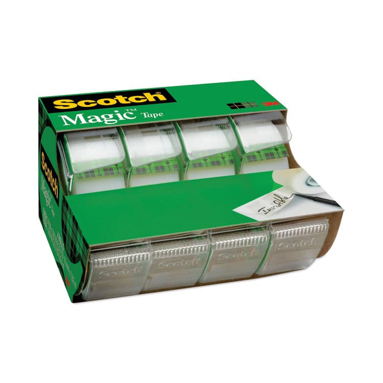 3M/COMMERCIAL TAPE DIV. Magic Tape in Handheld Dispenser, 1" Core, 0.75" x 25 ft, Clear, 4/Pack (MMM4105) thumbnail 2