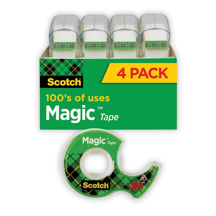 3M/COMMERCIAL TAPE DIV. Magic Tape in Handheld Dispenser, 1" Core, 0.75" x 25 ft, Clear, 4/Pack (MMM4105)