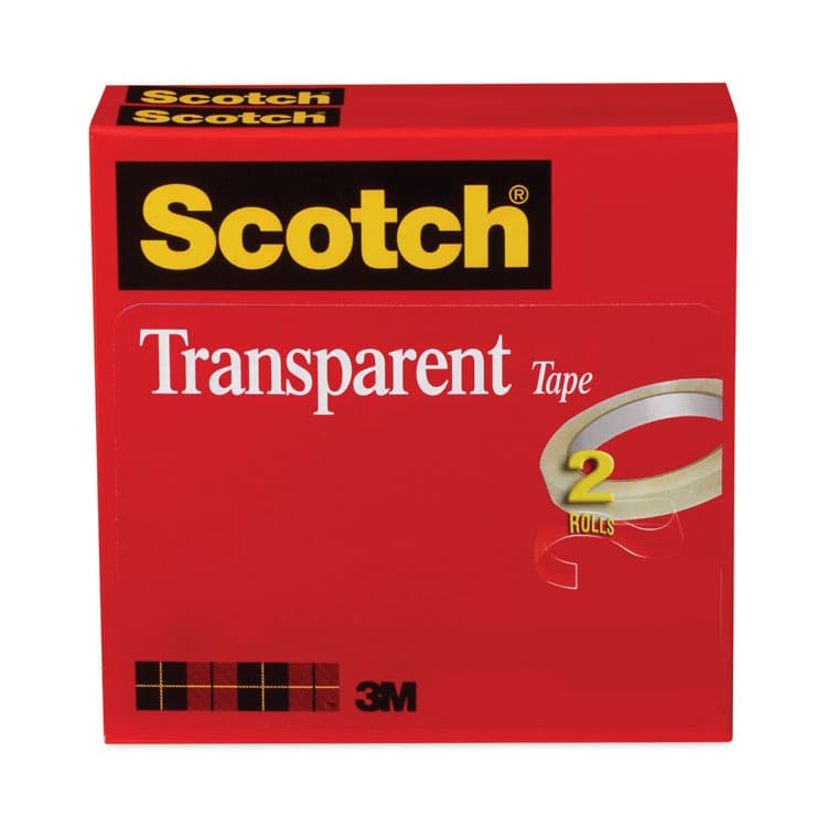 3M/COMMERCIAL TAPE DIV. Transparent Tape, 3" Core, 0.5" x 72 yds, Transparent, 2/Pack (MMM6002P1272)
