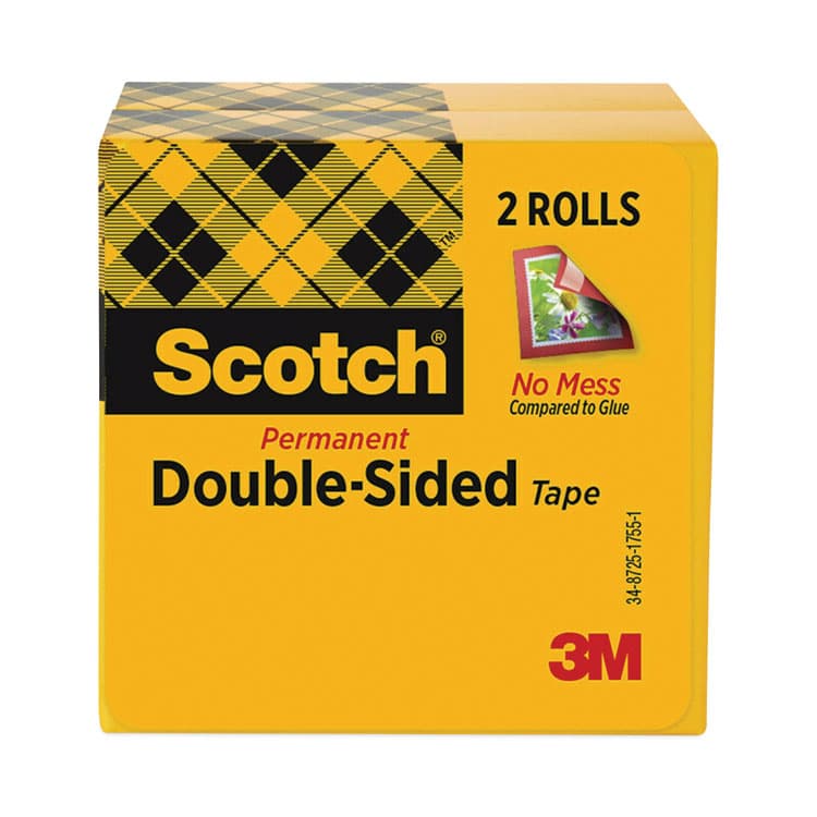 3M/COMMERCIAL TAPE DIV. Double-Sided Tape, 3" Core, 0.5" x 36 yds, Clear, 2/Pack (MMM6652P1236) thumbnail 2