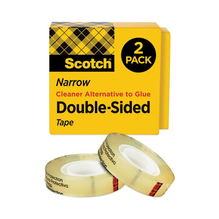 3M/COMMERCIAL TAPE DIV. Double-Sided Tape, 3" Core, 0.5" x 36 yds, Clear, 2/Pack (MMM6652P1236)