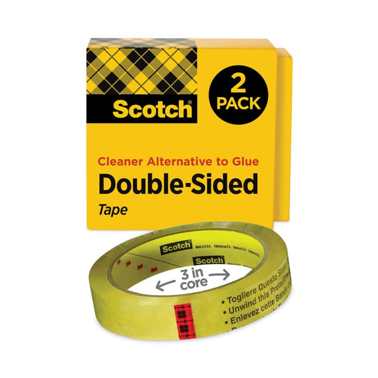 3M/COMMERCIAL TAPE DIV. Double-Sided Tape, 3" Core, 0.75" x 36 yds, Clear, 2/Pack (MMM6652P3436)
