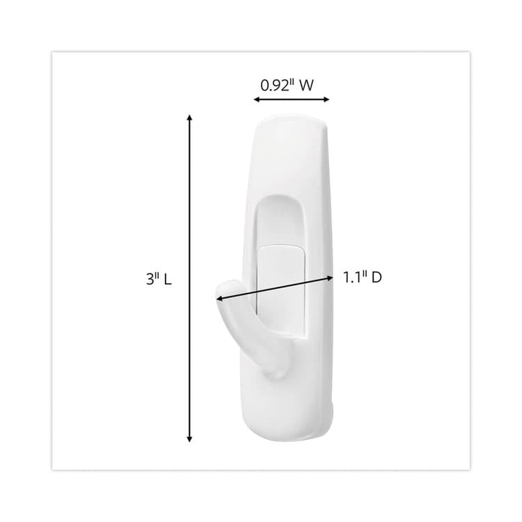 3M/COMMERCIAL TAPE DIV. Medium Utility Hooks, Plastic, White, Supports 3 lb, 20/Pack (MMM17001MPES) thumbnail 3