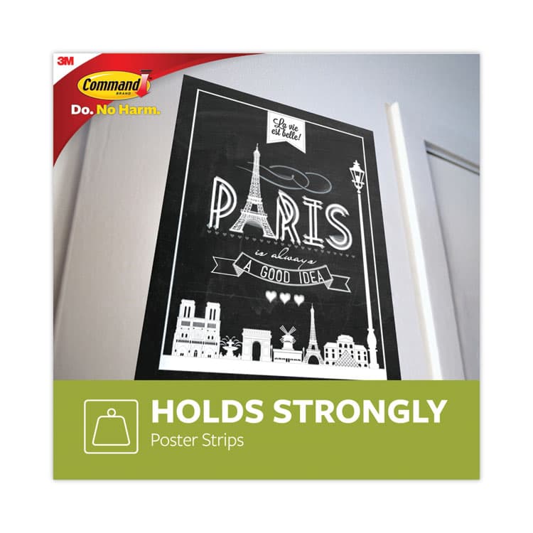 3M/COMMERCIAL TAPE DIV. Poster Strip Pairs, Holds Up to 1 lb, 1.63" x 2.75", White, 256/Pack (MMM17024S256NA) thumbnail 3