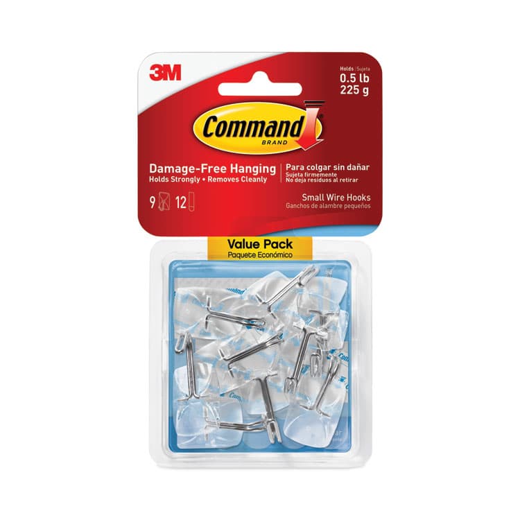 3M/COMMERCIAL TAPE DIV. Small Clear Toggle-Wire Hooks, Metal Wire, Silver/Clear, Supports 0.5 lb, 9/Pack (MMM17067CLR9ES) thumbnail 2