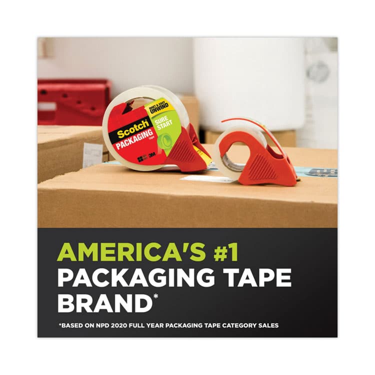 3M/COMMERCIAL TAPE DIV. Sure Start Packaging Tape, 3" Core, 1.88" x 54.6 yds, Clear, 8/Pack (MMM34508) thumbnail 4
