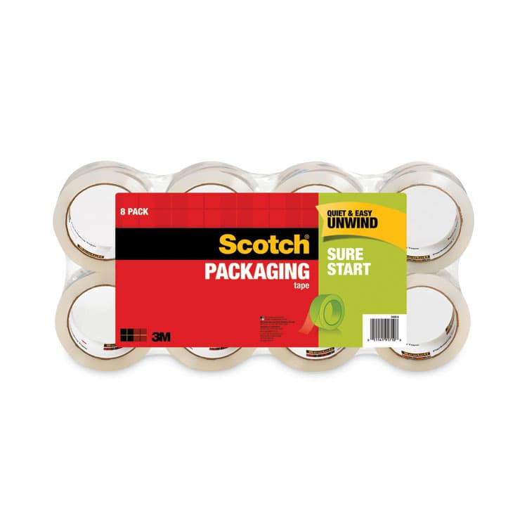 3M/COMMERCIAL TAPE DIV. Sure Start Packaging Tape, 3" Core, 1.88" x 54.6 yds, Clear, 8/Pack (MMM34508)