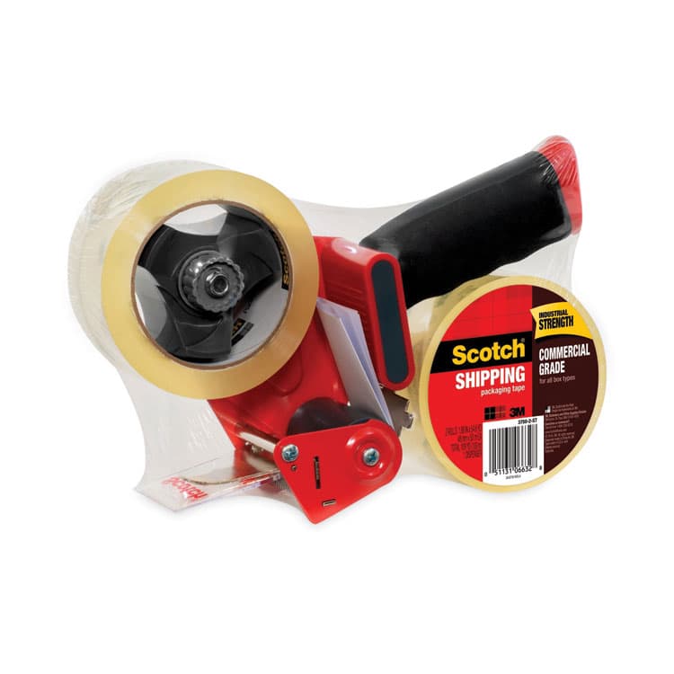 3M/COMMERCIAL TAPE DIV. Packaging Tape Dispenser with Two Rolls of Tape, 3" Core, For Rolls Up to 0.75" x 60 yds, Red (MMM37502ST) thumbnail 3