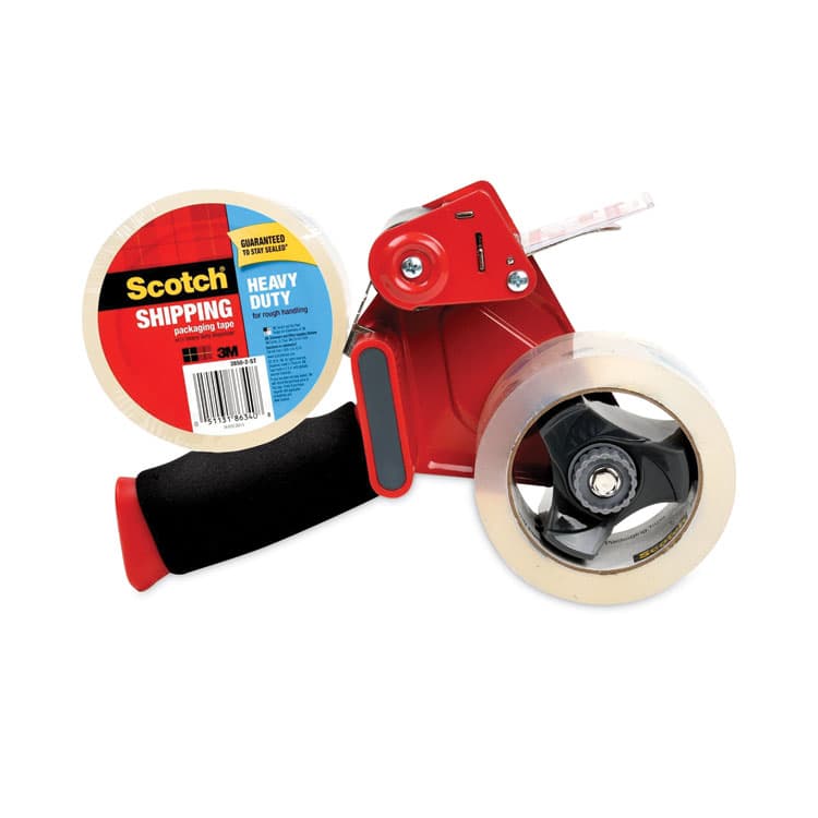 3M/COMMERCIAL TAPE DIV. Packaging Tape Dispenser with Two Rolls of Tape, 3" Core, For Rolls Up to 2" x 60 yds, Red (MMM38502ST)