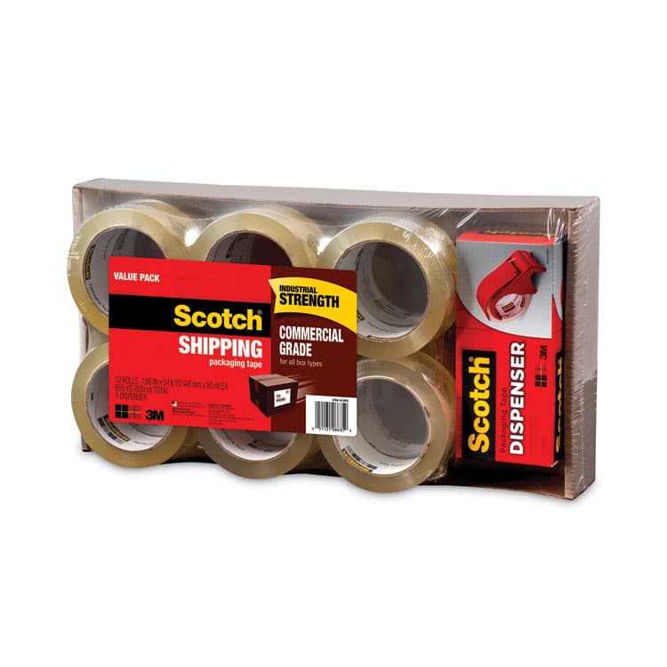 3M/COMMERCIAL TAPE DIV. 3750 Commercial Grade Packaging Tape with DP300 Dispenser, 3" Core, 1.88" x 54.6 yds, Clear, 12/Pack (MMM375012DP3) thumbnail 2