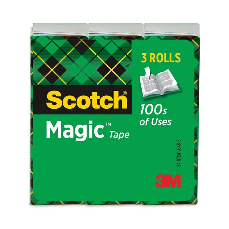 3M/COMMERCIAL TAPE DIV. Magic Tape Refill, 3" Core, 1" x 72 yds, Clear, 3/Pack (MMM810723PK) thumbnail 2