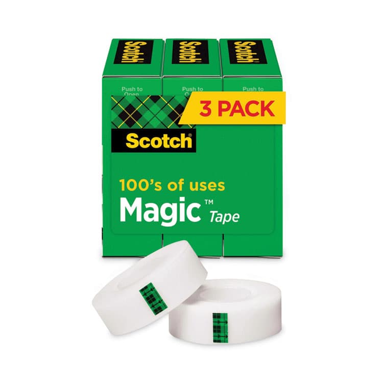 3M/COMMERCIAL TAPE DIV. Magic Tape Refill, 3" Core, 1" x 72 yds, Clear, 3/Pack (MMM810723PK)