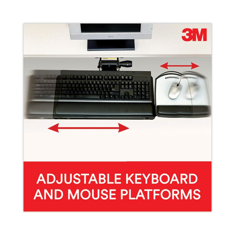 3M/COMMERCIAL TAPE DIV. Knob Adjust Keyboard Tray With Highly Adjustable Platform, Black (MMMAKT80LE) thumbnail 4