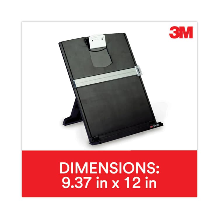 3M/COMMERCIAL TAPE DIV. Desktop Document Holder, Holds Up to 150 Legal Size Sheets, Plastic, Black/Silver Clip (MMMDH340MB) thumbnail 2