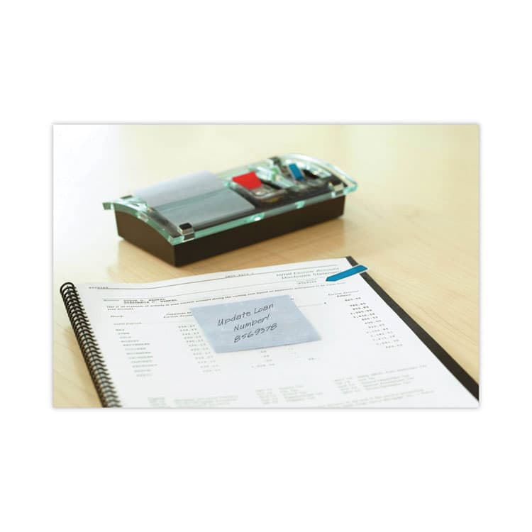 3M/COMMERCIAL TAPE DIV. Note and Flag Dispenser, For 3 x 3 Pads, Black/Clear, Includes 45-Sheet Canary Super Sticky Pop-up Pad; (50) 1" Flags (MMMDS100) thumbnail 4