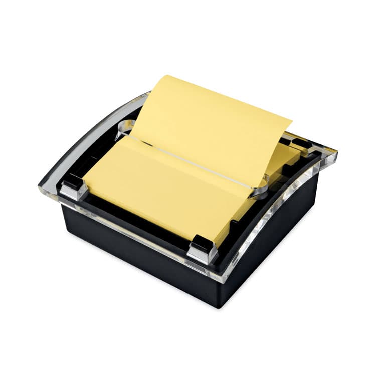 3M/COMMERCIAL TAPE DIV. Clear Top Pop-up Note Dispenser, For 3 x 3 Pads, Black, Includes 50-Sheet Pad of Canary Yellow Pop-up Pad (MMMDS330BK)