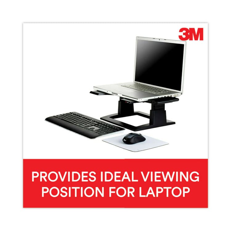 3M/COMMERCIAL TAPE DIV. Adjustable Notebook Riser, 13" x 13" x 4" to 6", Black, Supports 20 lbs (MMMLX500) thumbnail 2