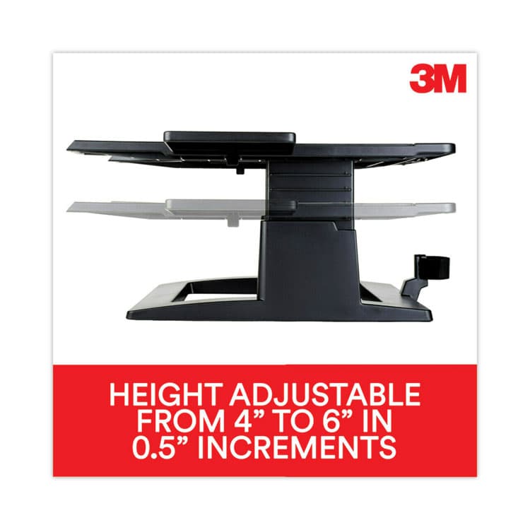 3M/COMMERCIAL TAPE DIV. Adjustable Notebook Riser, 13" x 13" x 4" to 6", Black, Supports 20 lbs (MMMLX500) thumbnail 4