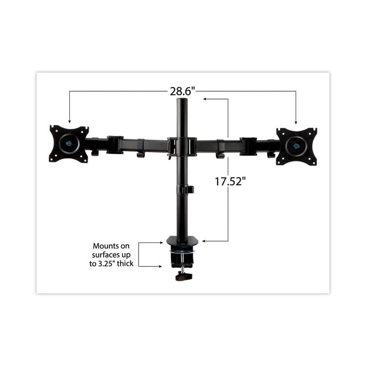 3M/COMMERCIAL TAPE DIV. Dual Monitor Mount, For 27" Monitors, 360 Degree Rotation, +45 Degree/-45 Degree Tilt, 90 Degree Pan, Black, Supports 20 lb (MMMMM200B) thumbnail 4