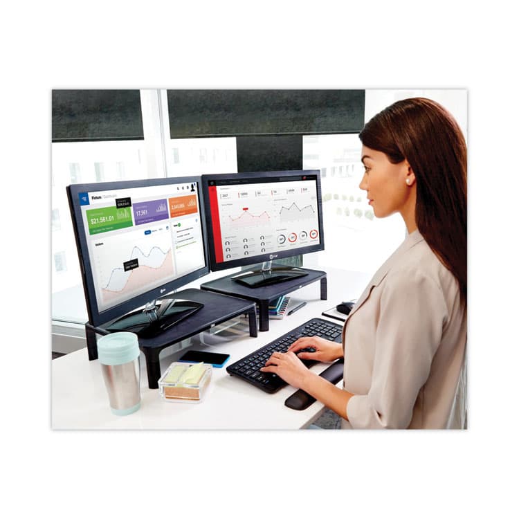 3M/COMMERCIAL TAPE DIV. Adjustable Monitor Stand, 16" x 12" x 1.75" to 5.5", Black, Supports 20 lbs (MMMMS85B) thumbnail 3