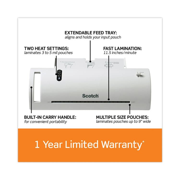 3M/COMMERCIAL TAPE DIV. Thermal Laminator Value Pack, Two Rollers, 9" Max Document Width, 5 mil Max Document Thickness (MMMTL902VP) thumbnail 2