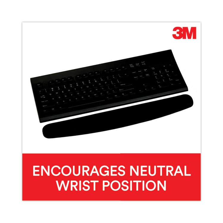 3M/COMMERCIAL TAPE DIV. Antimicrobial Foam Keyboard Wrist Rest, 18 x 2.75, Black (MMMWR209MB) thumbnail 2
