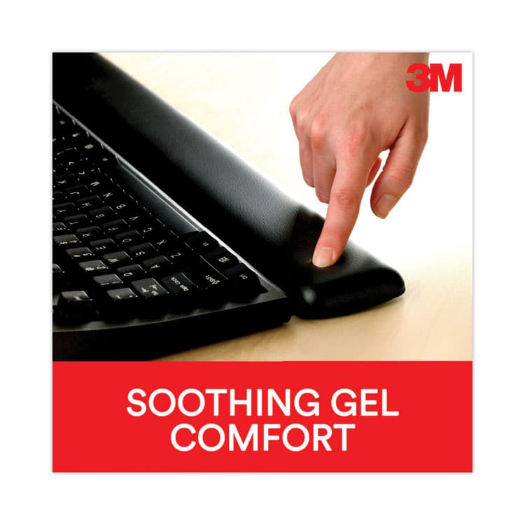 3M/COMMERCIAL TAPE DIV. Antimicrobial Gel Large Keyboard Wrist Rest, 19 x 2.75, Black (MMMWR310LE) thumbnail 3