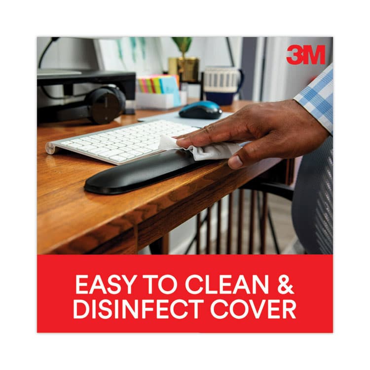 3M/COMMERCIAL TAPE DIV. Antimicrobial Gel Large Keyboard Wrist Rest, 19 x 2.75, Black (MMMWR310LE) thumbnail 4