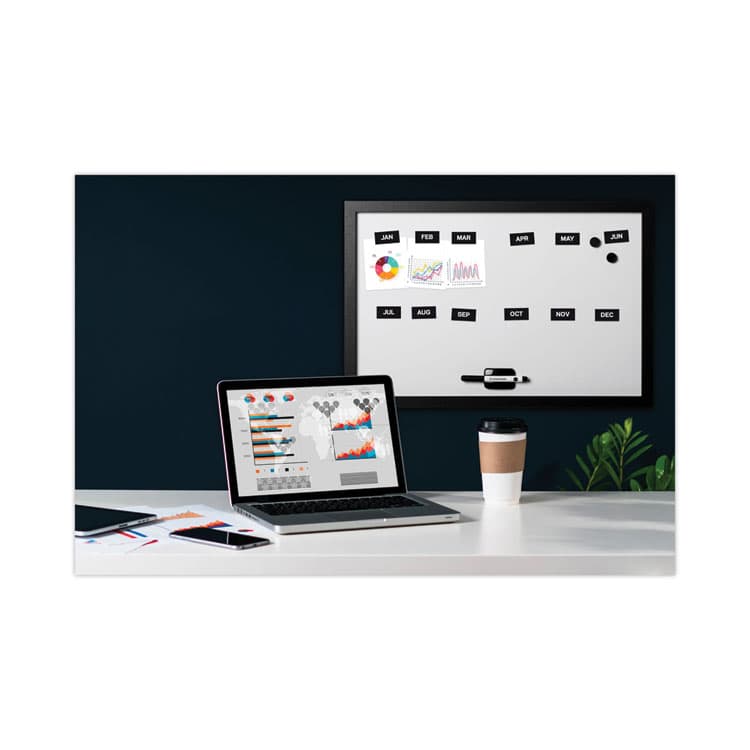 BI-SILQUE VISUAL COMMUNICATION PRODUCTS Heavy-Duty Board Magnet Labels, Months of the Year (January-December), 1" Tall, White Characters, Black Background, 12/Pack (BVCFM1108) thumbnail 4