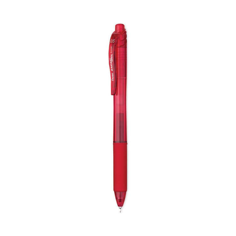 PENTEL OF AMERICA EnerGel-X Gel Pen, Retractable, Fine 0.5 mm, Red Ink, Translucent Red/Red Barrel, Dozen (PENBLN105B)