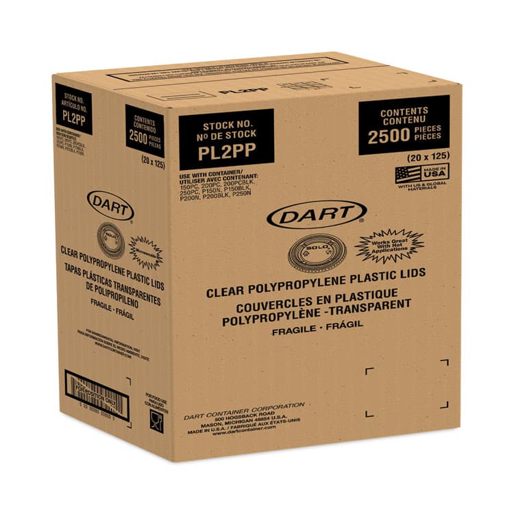 DART Portion/Souffle Cup Lids, Fits 1.5 oz to 2.5 oz Portion Containers, Plastic, Clear, 125/Sleeve, 20 Sleeves/Carton (DCCPL2PP) thumbnail 2