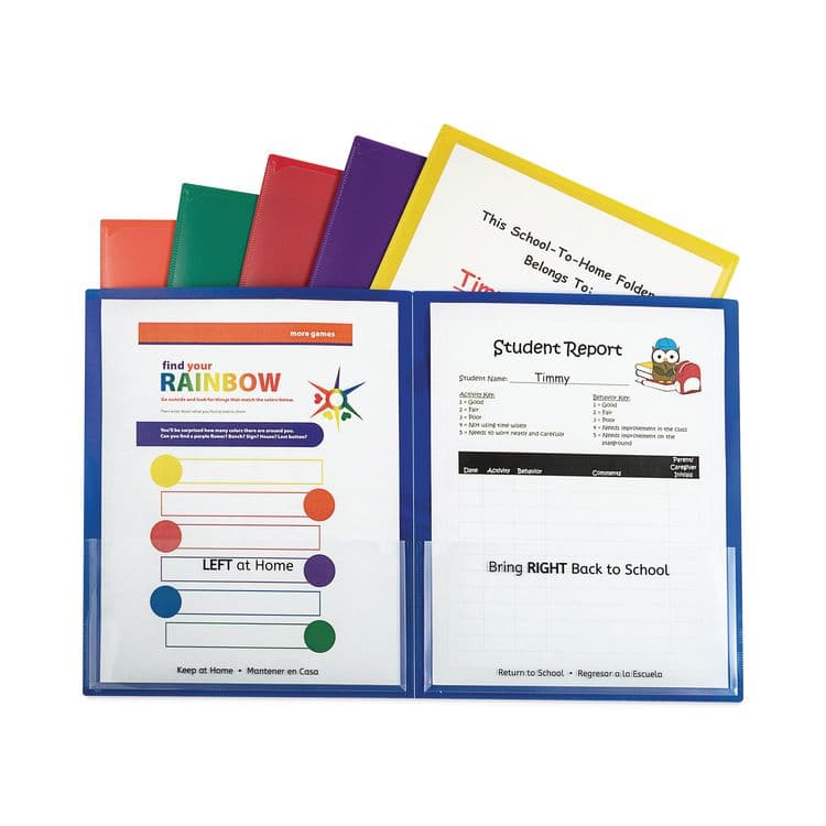 C-LINE PRODUCTS, Classroom Connector Folders, Accommodates 11 x 8.5 Sheets, Clear/Assorted Colors, 6/Pack (CLI32010)