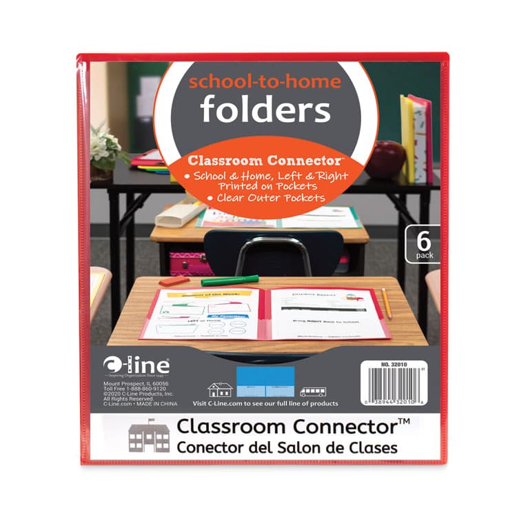 C-LINE PRODUCTS, Classroom Connector Folders, Accommodates 11 x 8.5 Sheets, Clear/Assorted Colors, 6/Pack (CLI32010) thumbnail 2