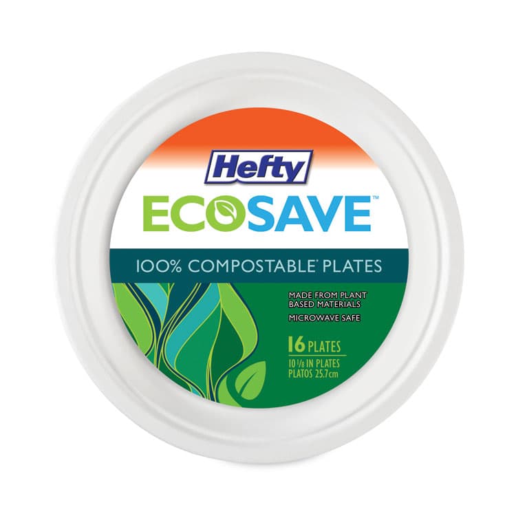 REYNOLDS FOOD PACKAGING ECOSAVE Tableware, Plate, Sugarcane, 6.75" dia, White, 30/Pack (RFPD77300PK)