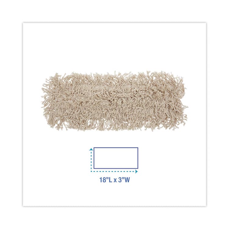 BOARDWALK Industrial Dust Mop Head, Cotton, 18 x 3, White (BWK1018) thumbnail 2