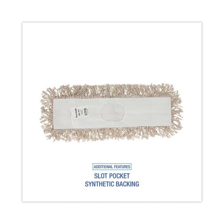 BOARDWALK Industrial Dust Mop Head, Cotton, 18 x 3, White (BWK1018) thumbnail 3