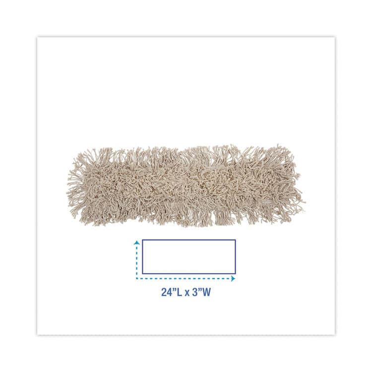 BOARDWALK Industrial Dust Mop Head, Cotton, 24 x 3, White (BWK1024) thumbnail 2