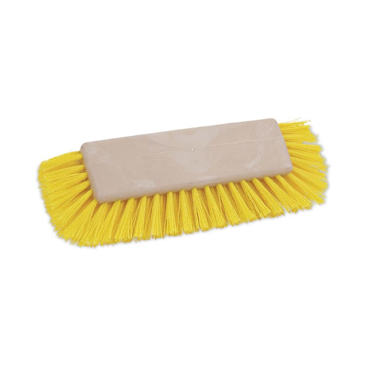 BOARDWALK Dual-Surface Scrub Brush, Yellow Polypropylene Bristles, 10" Brush, Plastic Handle (BWK3410)